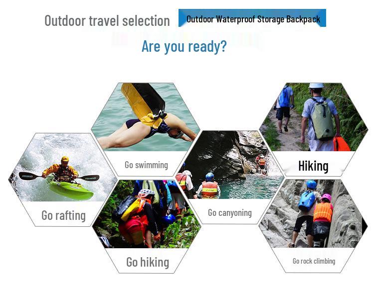 Multifunctional Waterproof Backpack for Outdoor Swimming, Rafting, and Hiking - Dry and Wet Separation Design.