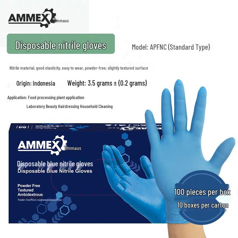 Hermes APFNC Nitrile Gloves - Disposable, Food Grade, Cleaning & Catering Use. Medium M - 3.5g Blue Nitrile Gloves (100pcs)