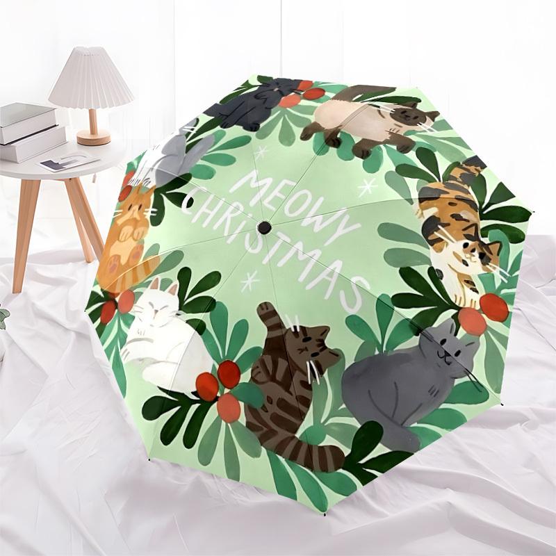 1pc Cat Wreath Automatic Folding Umbrella, Casual Outdoor Accessory, Birthday Festival Gift yy251126163