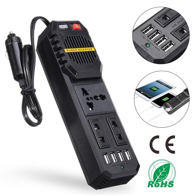 200W Car Cigarette Inverter 12 V To 220 Volt DC To AC Converter 4 USB 3.1A Charger Wave Auto Adapter