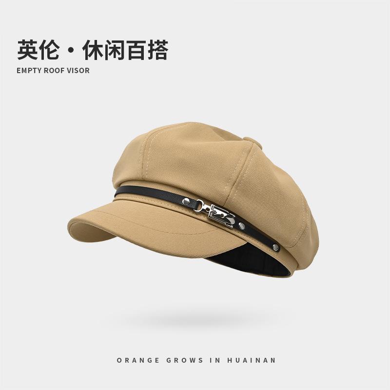 

Осенне-зимняя восьмиугольная шляпа женский берет шапка высокой ценности шляпа художника черная кепка газетчика мужская adjustable (54-59cm)