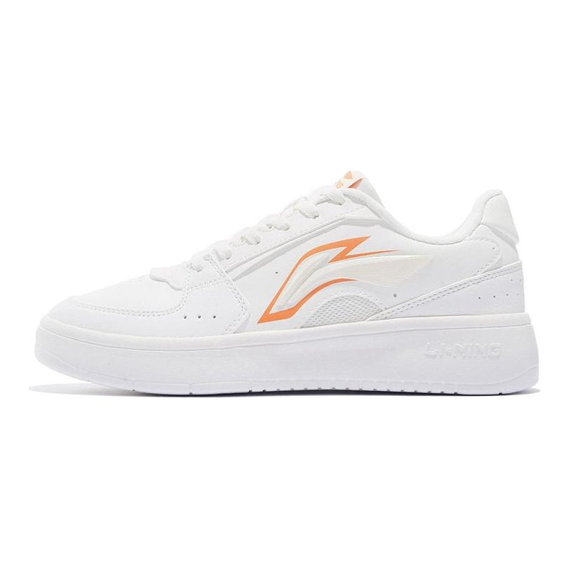 Li Ning Star River Classic Casual Durable Breathable Low-Top Skate Shoes Women sneaker White Orange AGCS254-2