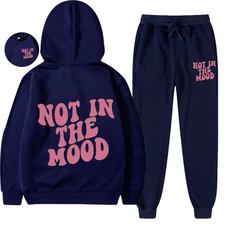Unisex American Style Velvet Hoodie Set with Letter Print