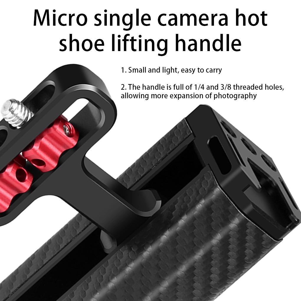Universal Camera Metal Side Handle with Cold Shoe Mount for Camera Cage Stabilizer with 1/4 Inch Screw Holes Camera Handle
