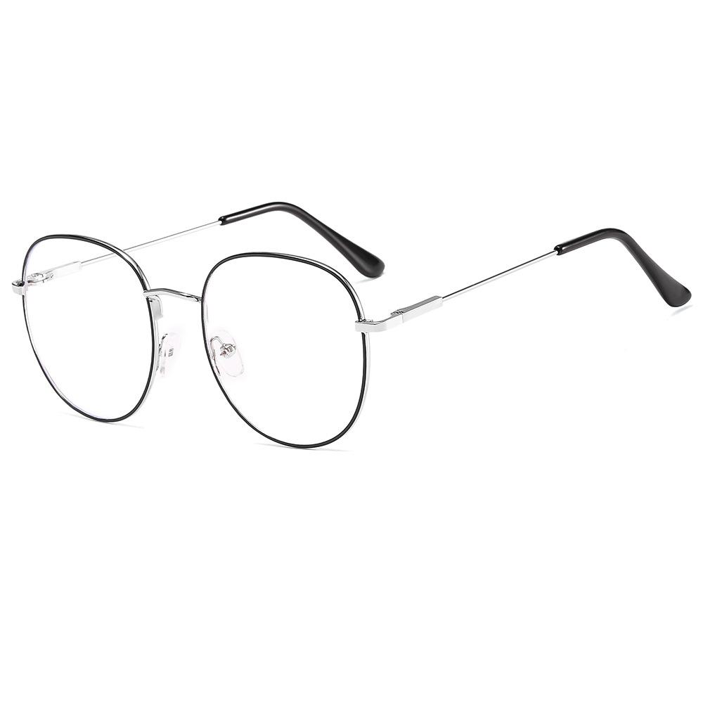 Retro Lenses Metal Anti-Blue Flat Glasses Computer Eye Protection Glasses Trendy Fashion Glasses Frame Round Frame Glasses Frame