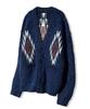 Knd Chimayo Pattern Bulky Brush Cardigan Navy