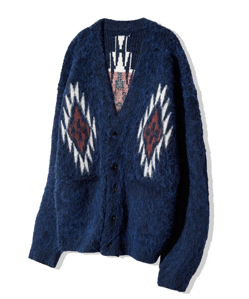 Knd Chimayo Pattern Bulky Brush Cardigan Navy