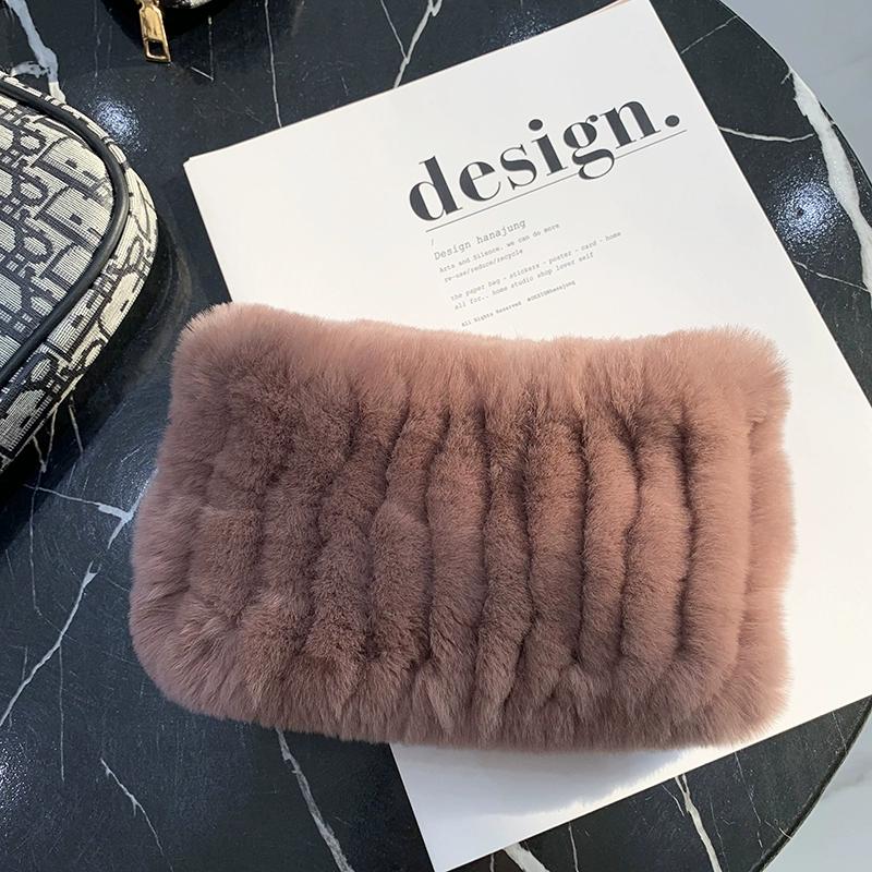 Rex Rabbit Hair Neck Cover Women's Winter Elastic Mesh Scarf Headband Versatile Real Fur Plush Headgear Children's Scarf