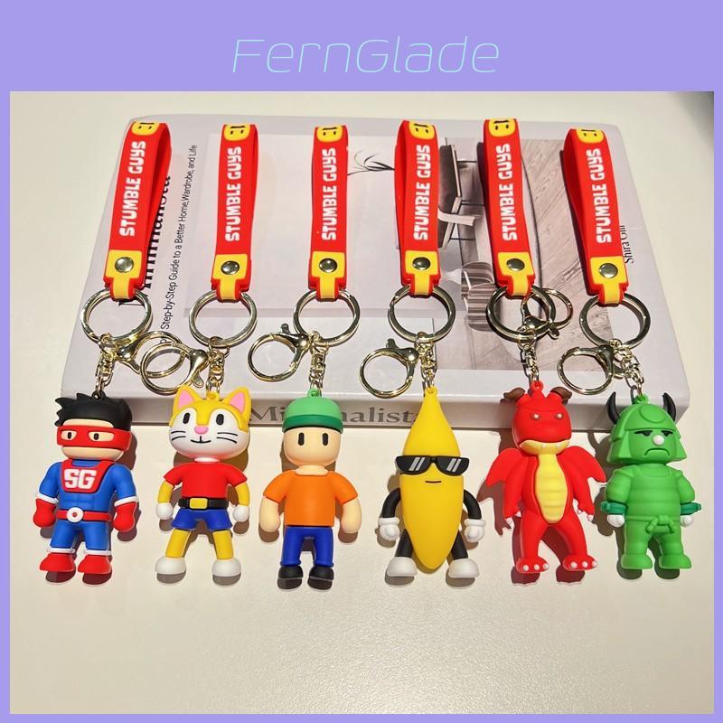 Adorabile portachiavi a forma di cartone animato Stumble Guy, grazioso accessorio portachiavi in gomma