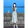 White Square Neck Dress, Children's Summer Temperament, Women's New Temperament Waist-wrapped Hip Dress