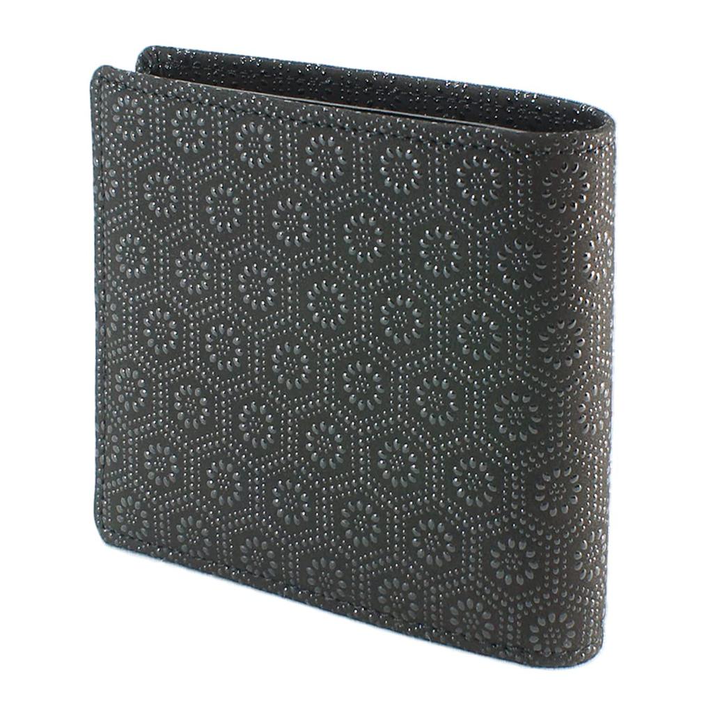 Inden bill compartment no coin black background x black tortoiseshell pattern [Indenya] bi-fold wallet, F, purse, deerskin, lacquer, 2009-01-003