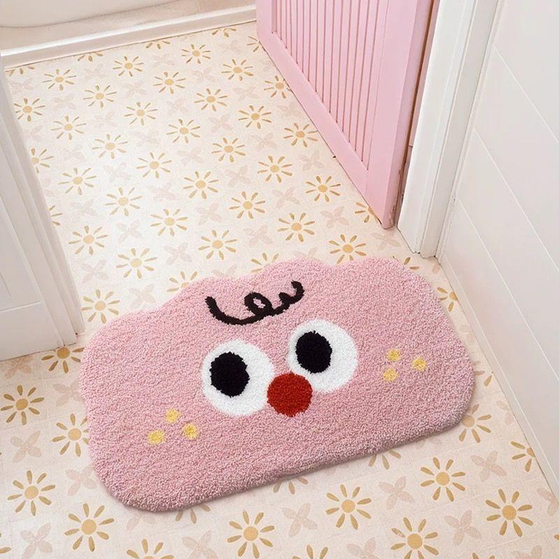 Tapis de sol de toilette à séchage rapide pour porte de salle de bain en imitation cachemire plat ménager