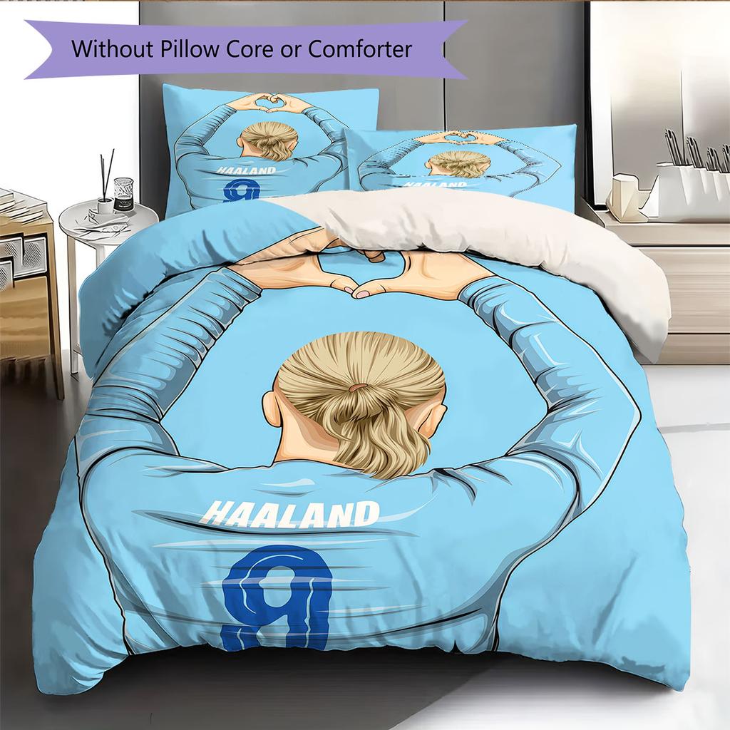 Erling Haaland Force Bedding Quilt Set Quilt Cover Pillowcase Home Decoration Birthday Gift (1 * Duvet Cover + 2 * Pillowcase, Without Core)