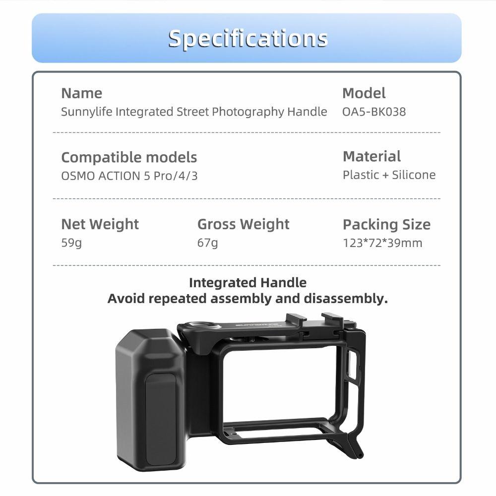 Shutter Button Camera Grip Handle Rabbit Cage for DJI Osmo Action 5 Pro/4/3 Camera Accessories