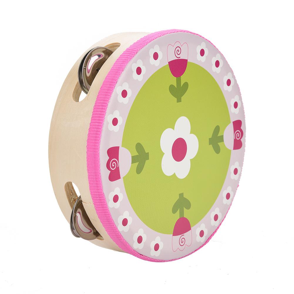 15cm Wooden Handheld Tambourine Hand Drum Bell Musical Percussion Instrument Toy Gift(3#)