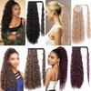 Long Wavy Kinky Curly Velcro Clip In Ponytail Hair Extensions Synthetic Natural Color Hairpieces