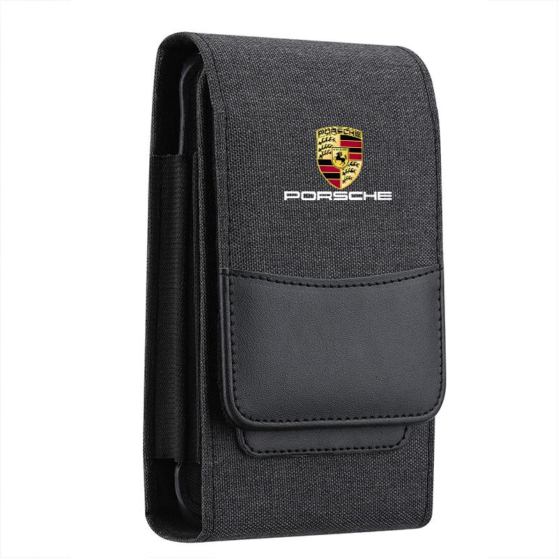 ABKF1 Vertical Cell Phone Belt Clip Holster Pouch Buckle Wallet Card Holder Case Cover For Porsche Cayenne 971 911 9YA Boxster Sticker
