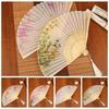 Silk Material Vintage Silk Folding Fan Bamboo Frame Dance Fan Elegant Hand Fan  Dance Performance