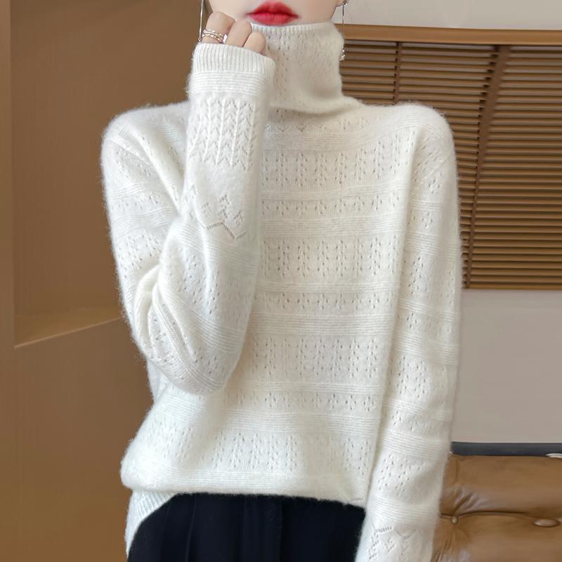 Dame Cashmere Sweater Qinghe Cashmere 30% Cashmere 70% Uld Efterår og Vinter Pullover Varm og Moderigtig