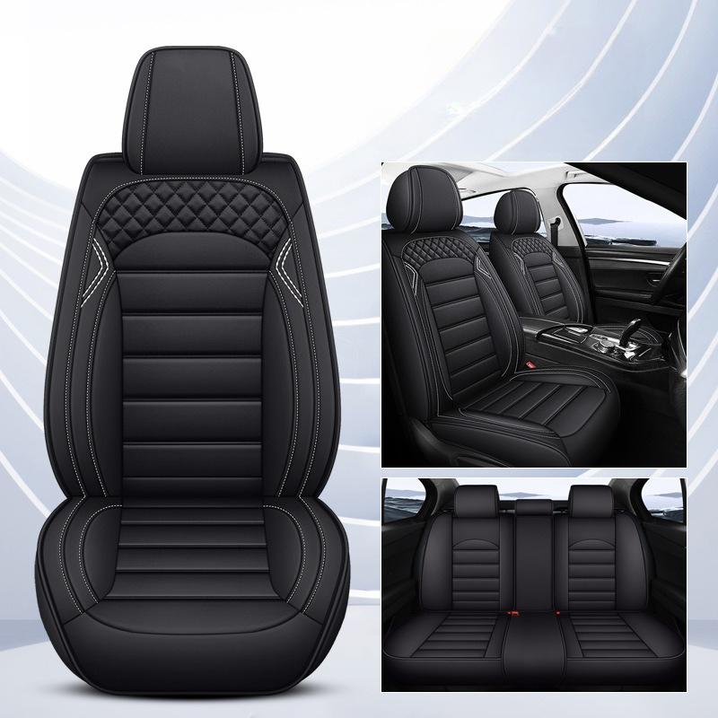 5-Seat Faux Leather Full Coverage Car Seat Covers, All-Season Wear-Resistant & Breathable, Soft Comfort with 3D Side Wing Design, Adjustable Rear Seat