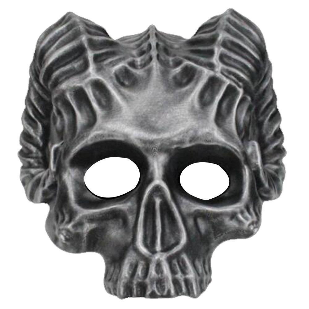 

Resin Eerie Demon Face Mask For Halloween And Festive Celebrations With Horns Unique Silver Horn Mask
