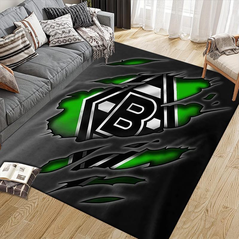 Borussia Mönchengladbach Flannel Pattern Square Carpet,Area Rug,Carpet Rug for Living Room Bedroom Sofa Playroom Decor,Non-slip Floor Mat
