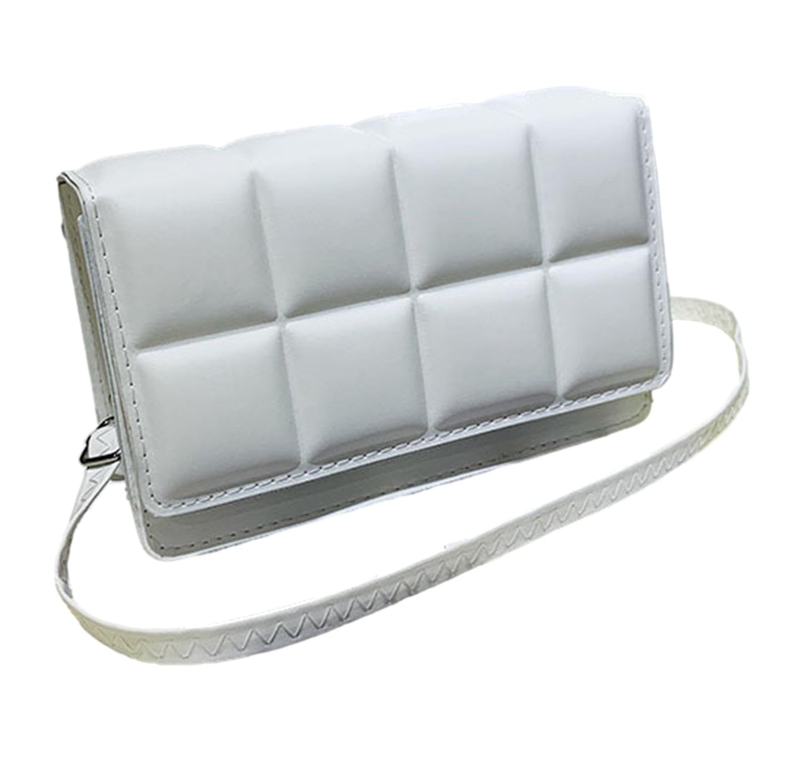 

andrei Women s Quilted Faux Leather Shoulder Bag, 2-Way, Hand or Shoulder, Mini, Small Storage, Stylish, Casual, Perfect for Commuting (White)