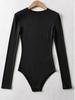 Women's Slimming Autumn Long Sleeve Bodysuit: Round Neck, Crotch One-Piece Base Layer Top