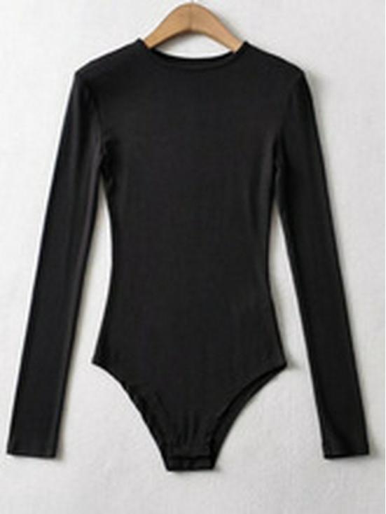 Women's Slimming Autumn Long Sleeve Bodysuit: Round Neck, Crotch One-Piece Base Layer Top