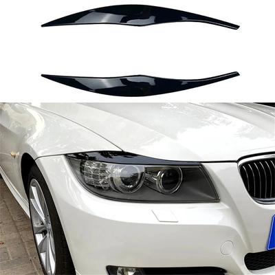 For BMW 3 Series E90 E91 2pcs ABS Gloss Black Headlight Eyebrows Eyelid 2005 2006 2007 2008 2009 2010 2011 Sedan /