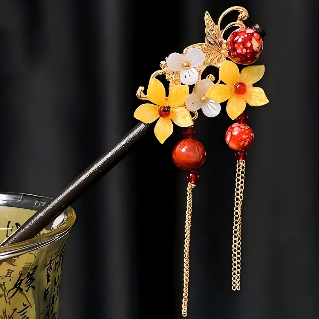 1pc Fashion Chinese Style Hair Accessory Suitable for Daily Party Dresses Beautiful Floral Hair Clip Women's Elegant Hair Needle