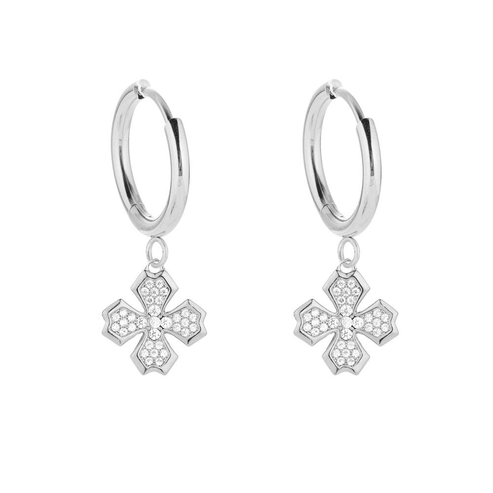 925 Sterling Silver Commuter Versatile Earrings 18K Gold Zircon Earrings Clover Sun Pendant Ear Buckles