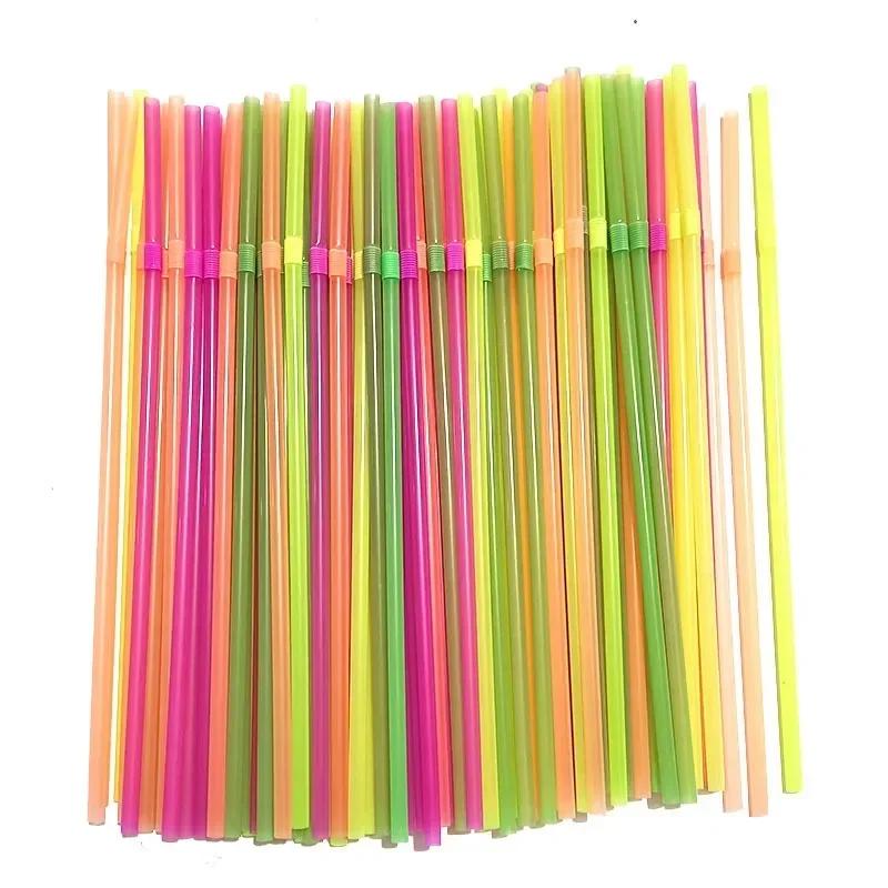 100 PCS Colorful Bendable Straws Disposable Drinking Straws for Milk Tea Party Wedding Bar Supplies Bubble Tea Plastic Rietjes