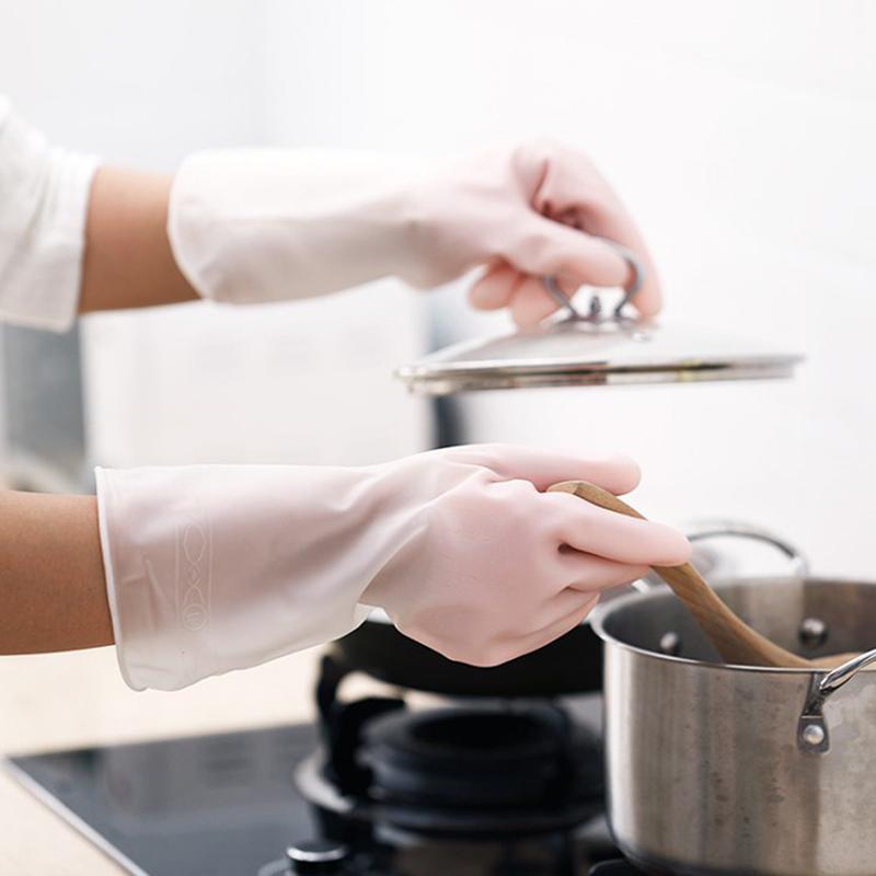 2X Dishwashing Cleaning Gloves Silicone Rubber Dish Washing Glove For Household