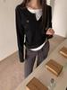 2025 Women's Korean Style Slim-Fit Long-Sleeve Round Neck Two-Piece Look Top for Spring/Autumn