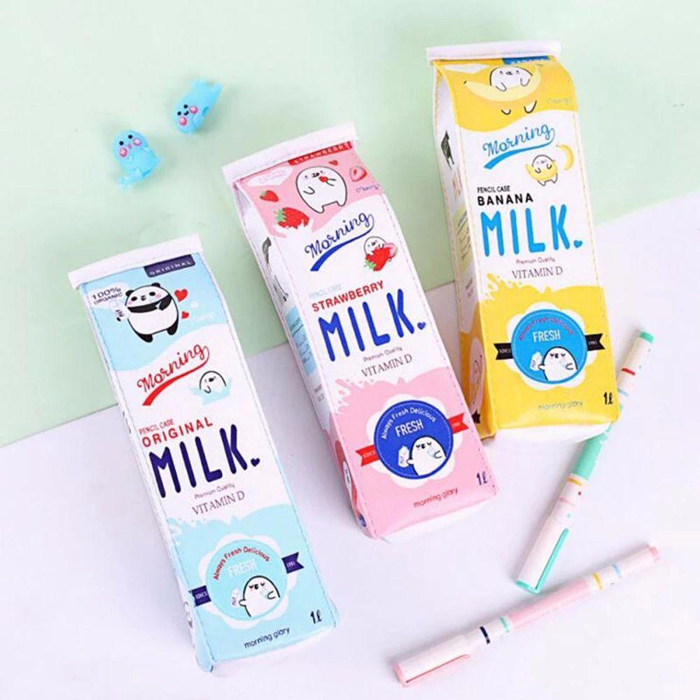 School Stationery Cartoon Morning Milk Waterproof Fruit Milk Carton Pen Bag Pencil Case Pencil Box