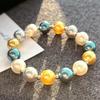 Retro Strong Light Round High Quality Artificial Crystal Pearl Morandi Color Bracelet Bracelet.