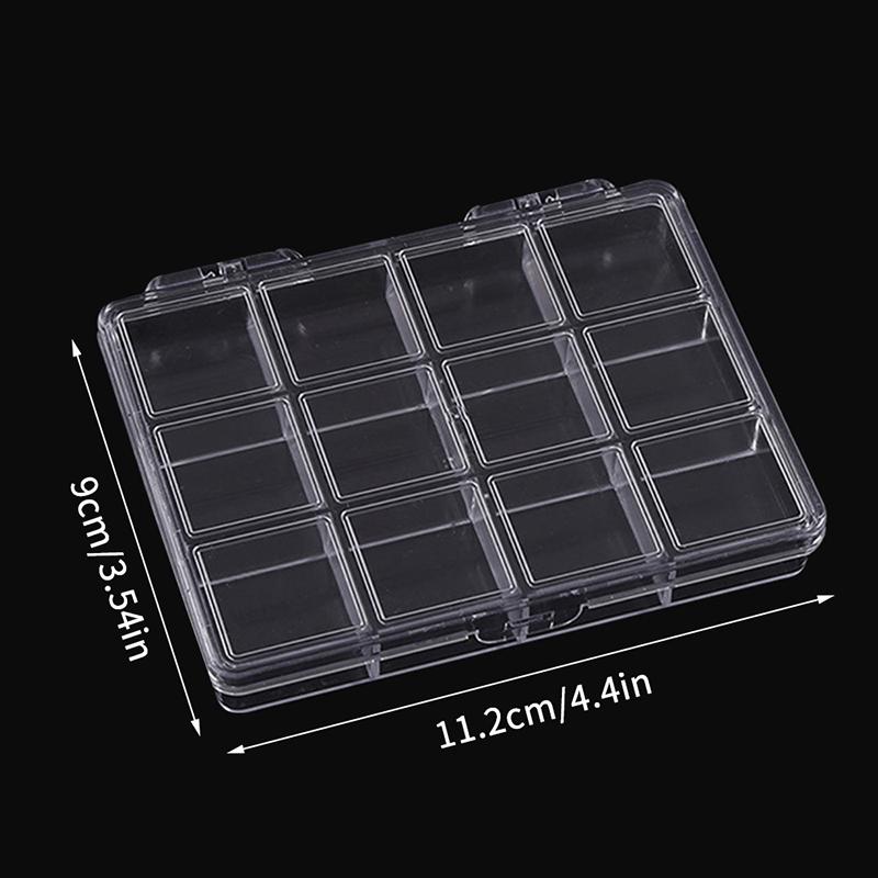 12 przegródek Pudełko do przechowywania narzędzi do paznokci, dekoracji, biżuterii, kart anime, pojemnik, organizer do makijażu, dyspenser, wielofunkcyjne, do sztuki DIY