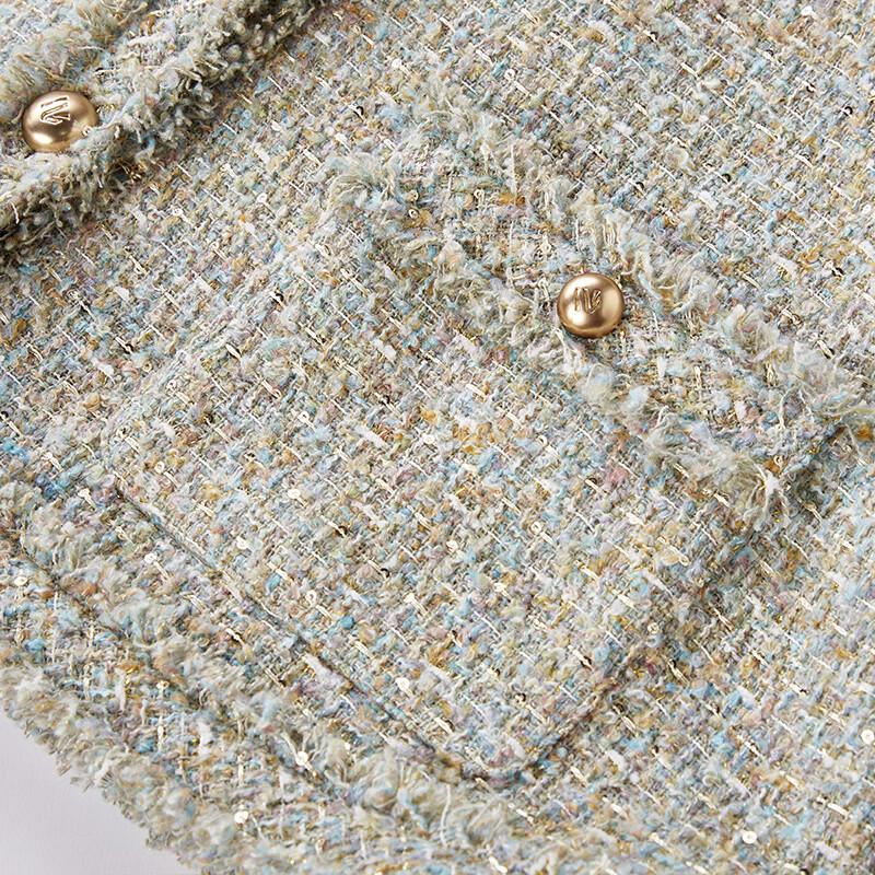 Xiangying Elegant French Style Short Tweed Jacket