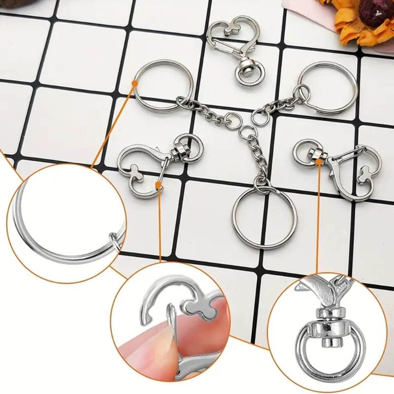 Lot de 50 Porte-clés Uniques à Faire Soi-même Crochets Porte-clés à Fermoir Mousqueton pour Lanière de Bricolage