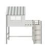 Flat Bed Children 90x200cm High And Low for Boys Girls Home Roof Shape Storage with Safety Ladder Compartment Multifunctional Solid Wood Slatted