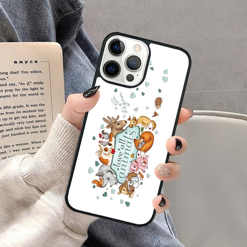 Vegetarian Quotes VEGAN FOOD ANIMAL LOVE VEGGIE Phone Case for iPhone 17 Air 16 16e 15 Plus for Apple 13 11 12 14 Pro Max