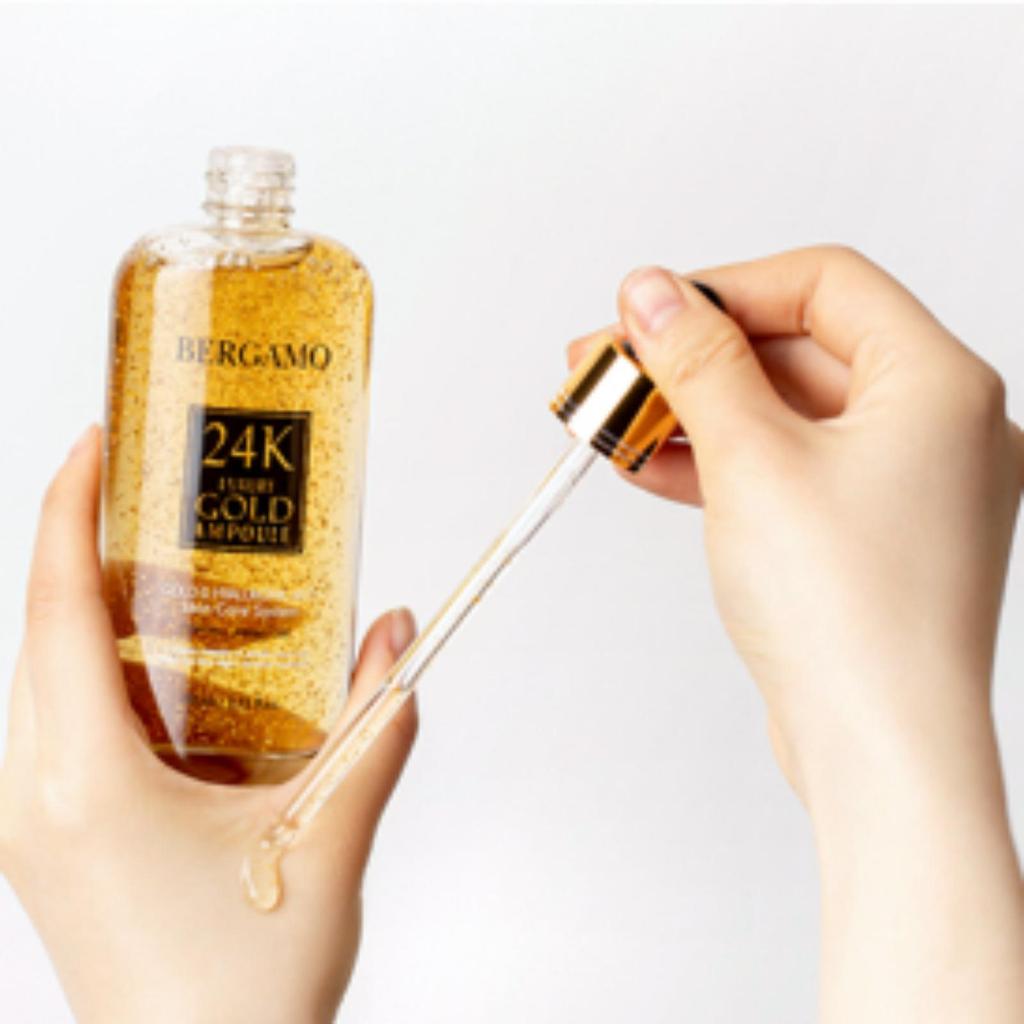Bergamo 24K Real Gold Ampoule 110ml + 24K Luxury Gold Eye Serum 30ml Set