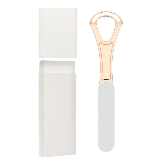 Stainless Steel Double Layer Tongue Scraper High Strength Semi-circle Flexible Tongue Brush with Non-slip Handle for Thorough Cleaning