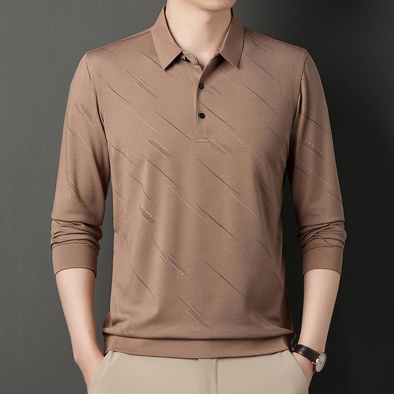 Middle-Aged Men'S Autumn Shirt Long-Sleeved Shirt Dad'S Lapel Spring And Autumn Bottoming Shirt Men'S Top