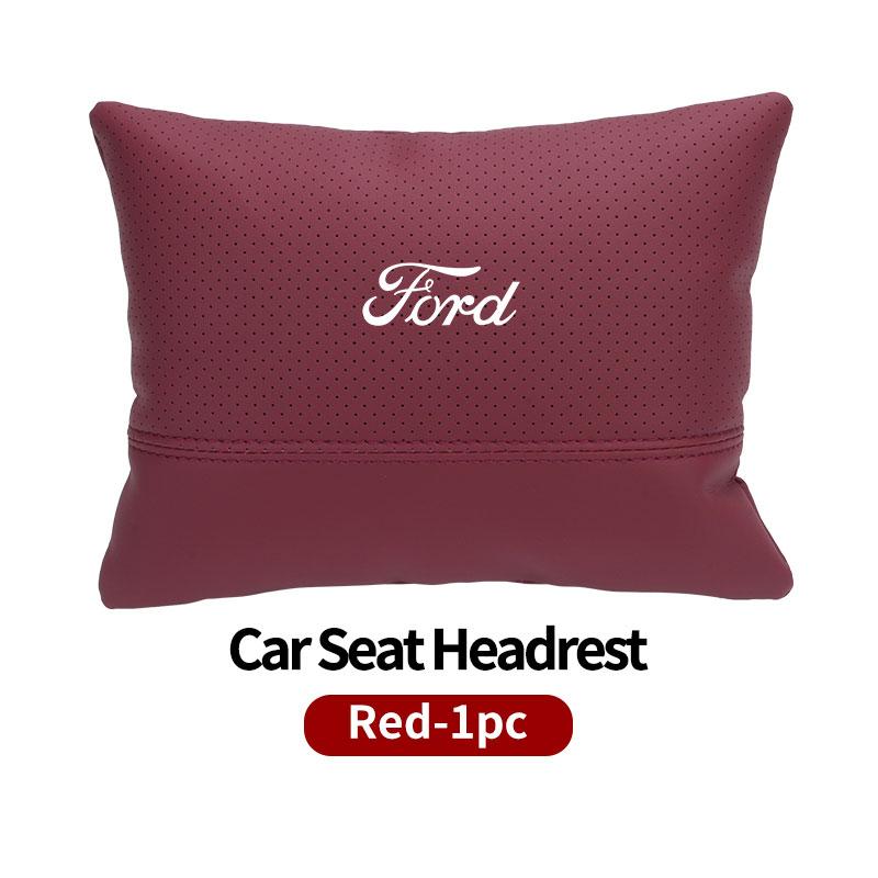 KLKD5 1/2PCS Car Styling Leather Headrest Neck Support Neck Pillow Seat Accessories For Ford Fiesta Ranger Mondeo Escape Ecosport