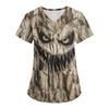 Women's Printing Uniform Work Uniform V-neck Pockets Basic Short Sleeve Pullover Top