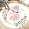 Cute Ballet Girl Ballerina Cartoon Round Area Rug,Carpet for Living Room Bedroom Sofa Playroom Decor,kid Play Non-slip Floor Mat