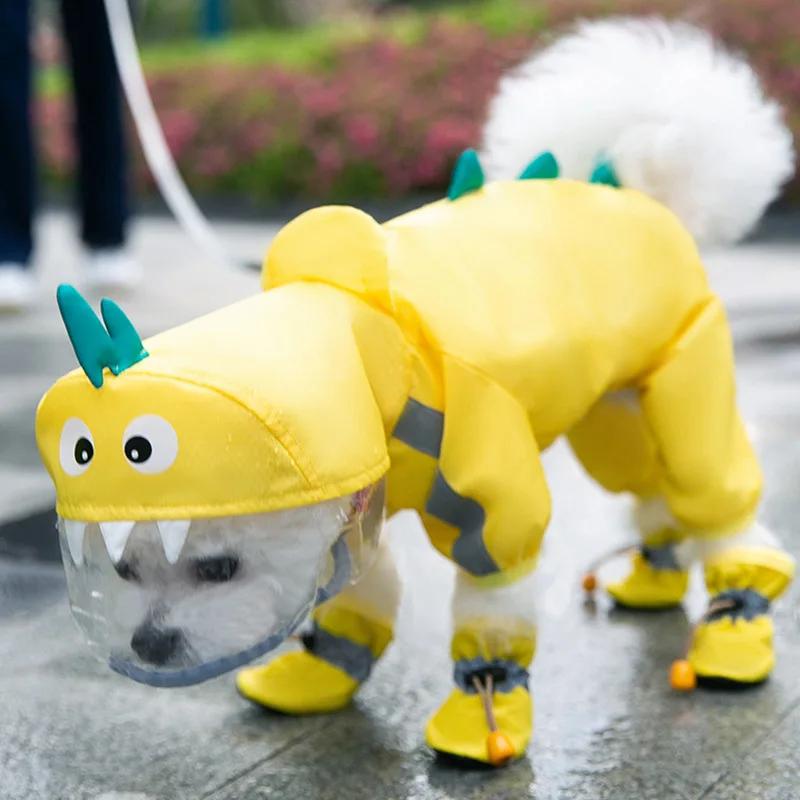 Jumpsuits Raincoats Dinosaur Pet Clothing Dogs Waterproof for Dog Clothes Costume French Bulldog Spring Yollow Boy Collar Perro