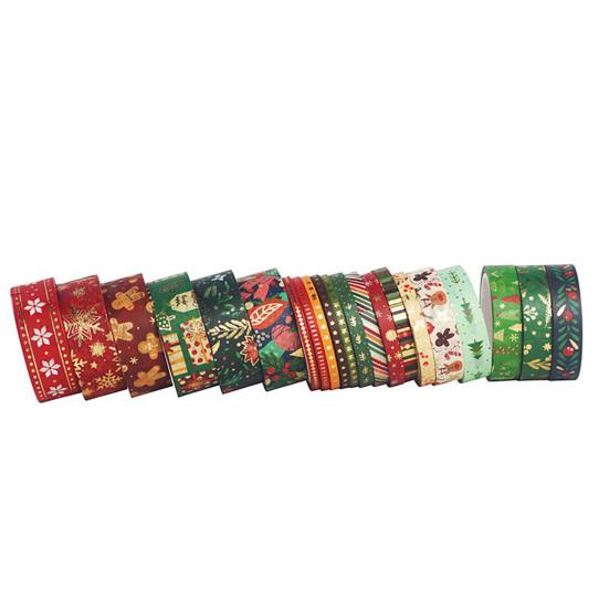 1 Schachtel Weihnachtswashi-Tape Transparentes Muster Gedruckt Reichhaltiges Element Nicht verblassend